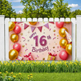 thumbnail image 6 of Sparkly Glittery 16th Birthday Banner Background with Balloons Stars and Gifts Party Supplies Photography Props for Birthday Party Celebrations Decorations Happy Birthday Event Backdrop, 6 of 8