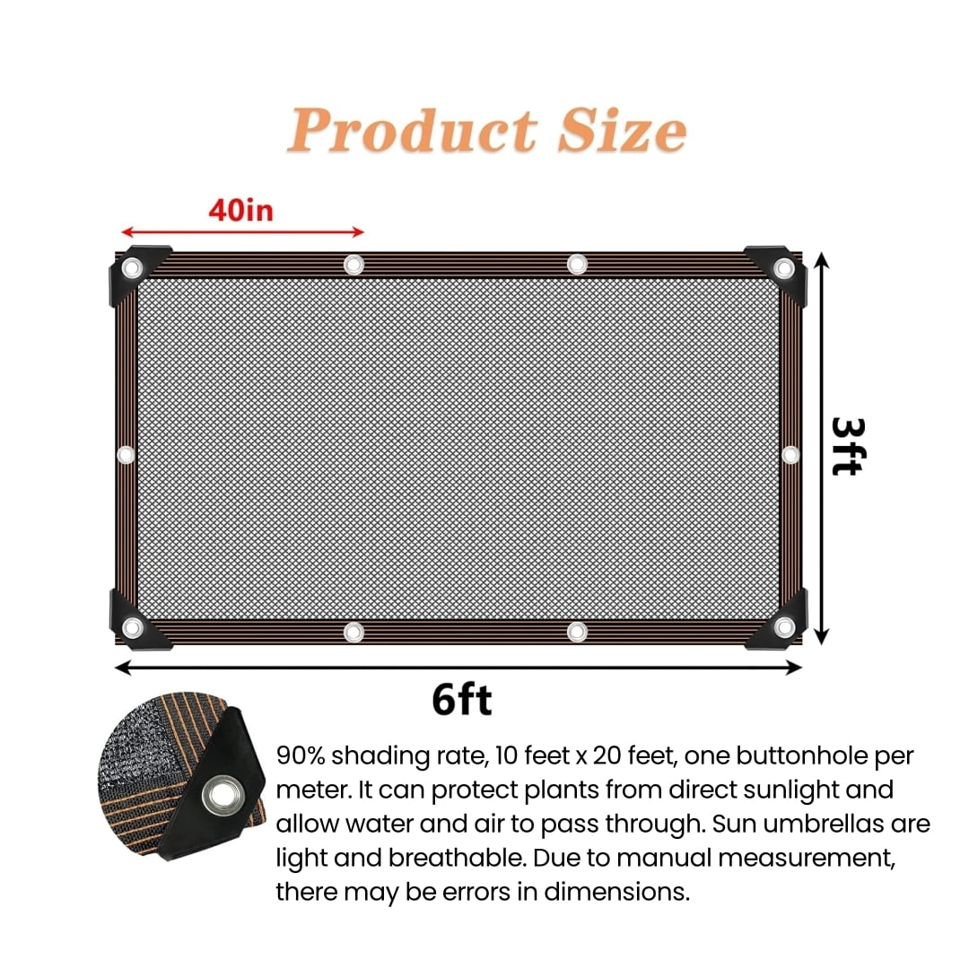 LQQBOX 90% Black Shade Cloth Taped Edge with Grommets UV Sunblock Net for Garden Flower Plant, 10 X 20 FT