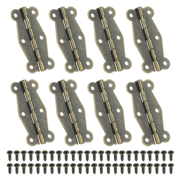Uxcell Small Vintage Box Hinges 2 Inch, 8 Pack 180-Degree Butterfly Decorative Hinges Jewelry Box Hardware, Brown