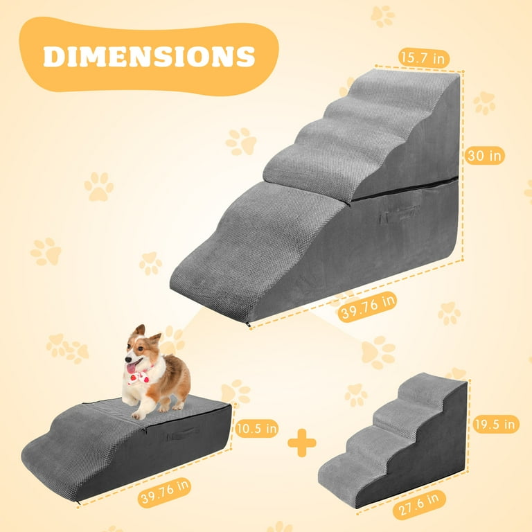 STAHMFOVER Dog Stairs 6 Step Ramp 30 inches Stairs for High Bed Sofas and Chair 30D Foam Dog Cat Pet Stairs