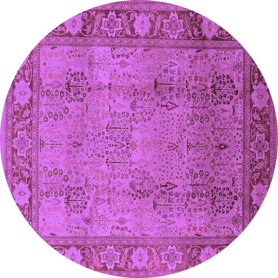 Ahgly Company Indoor Round Oriental Purple Traditional Area Rugs, 6' Round