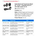 thumbnail image 2 of Engine Mount and Transmission Mount Kit - 4 Piece - Compatible with 2011 - 2015 GMC Acadia 3.6L V6 2012 2013 2014, 2 of 2