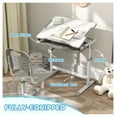thumbnail image 5 of Kids Desk and Chair Set, Adjustable Height Study Table with Tilt Top, Storage Drawer, 6-12 Years, Gray, 5 of 9