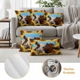 thumbnail image 6 of Farm Animals Pillow Covers 2 Pack Funny Pair Cows Rustic Bee Blue Sky Pastoral Sunflower Pillowcase Waterproof Outdoor Throw Pillow Cover for Patio Garden Square Cushion 18”x18”, 6 of 9
