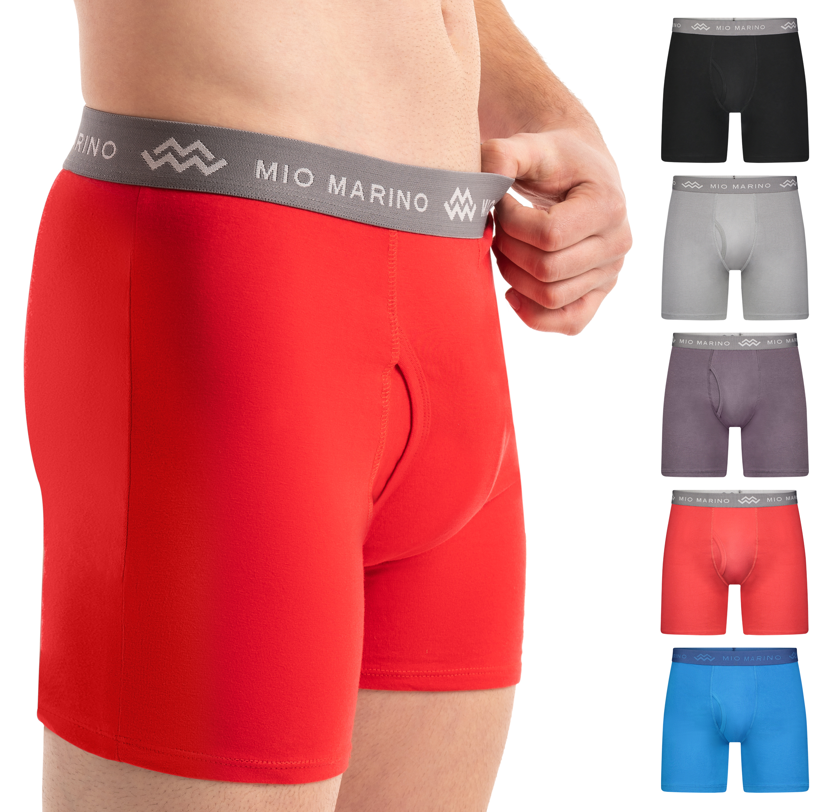 Mio Marino Premium Cotton Men's Boxers, 5Pack Breathable Moisture