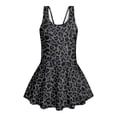 thumbnail image 4 of Xixirimido Black Leopard Cheetah Print Modest Girls’ Swimwear One Piece – Hawaiian Skirted Bathing Suit with Built-in Shorts, Sleeveless UPF 50+ Swimsuits, 10-11 Years, 4 of 7