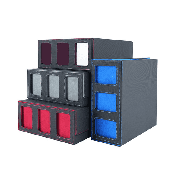 Storage Box for Trading Cards with Viewing Window Magnetic Closure Card Holder for Magic Game Cards Purple
