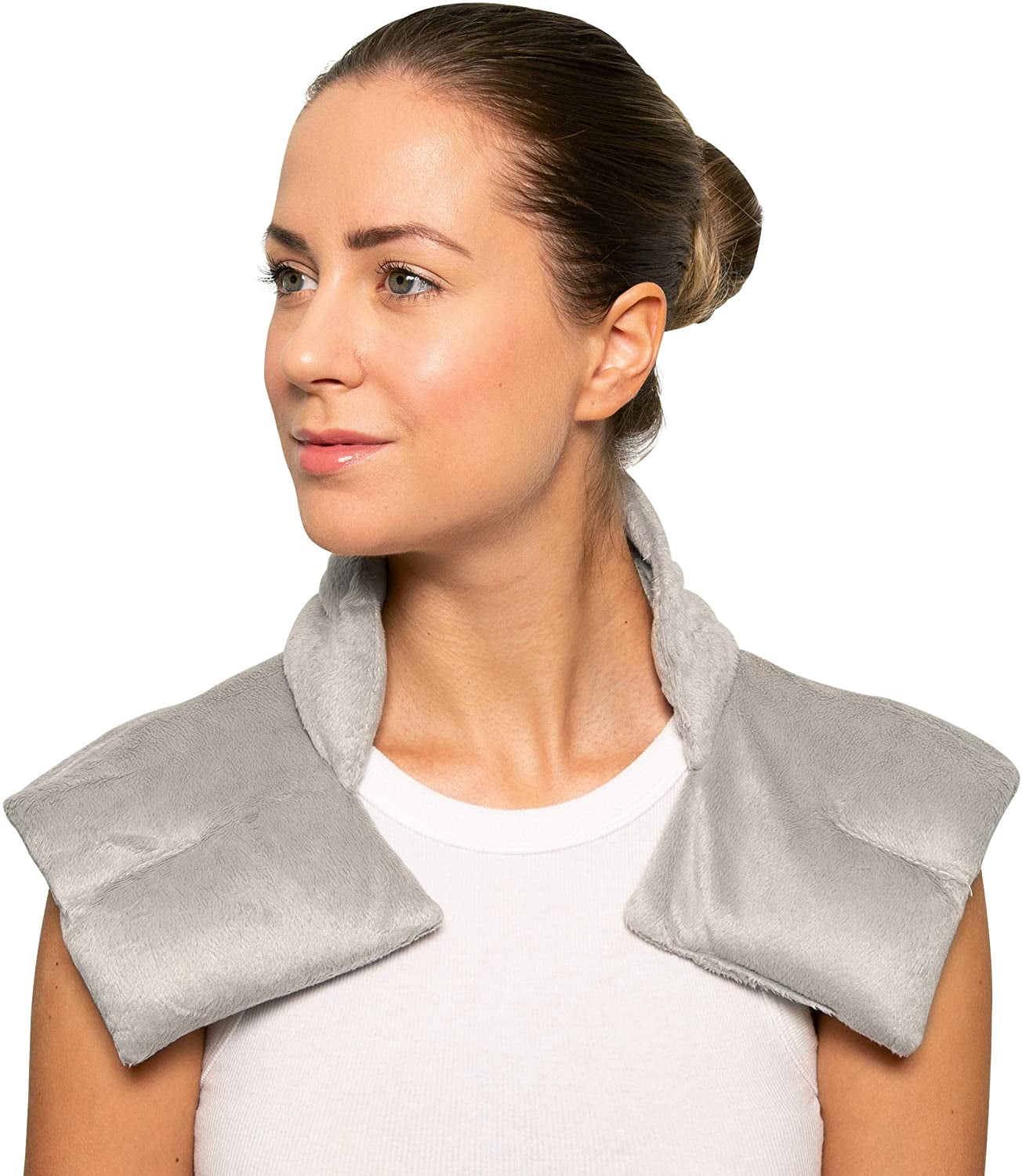 Bed Buddy 11" x 7" x 3" Neck and Shoulder Wrap, Hot Cold Therapy for Muscle Pain, Lavender and Chamomile Aromatherapy, Gray