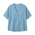 thumbnail image 4 of Xugsiok Womens Cardigan Sweaters Fashion Casual Solid Color V-Neck Button Down Short Sleeve Cover Up, 4 of 7