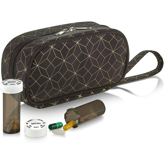 MEDca Pill Bottle Organizer Case - Travel Medicine Tote Bag for Weekly Pills