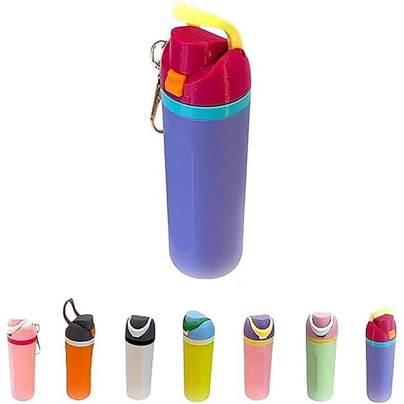 Trendy Bottle Keychain, 3D Printed Mini Water Cup Keychain, Mini Water Bottle Keychain, Lip Balm HolderKeychain Pill Holder Pendant Purple