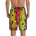 thumbnail image 3 of Kdxio Colorful Tie Dye Stained Glass 1 Print Mens Sleep Shorts Bottoms Soft Comfy Pajama Wear Pants with Drawstring Pockets, 3 of 7