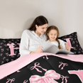 thumbnail image 5 of Erosebridal Letter H Monogrammed 7pcs Bedding Comforter Set,Girly Pink Ribbon Bowtie Queen Bedding Sets For Kids,Pink Reversible, 5 of 7