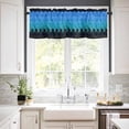 thumbnail image 2 of Blue Geometric Valances for Windows Farmhouse Kitchen Curtains Valances Rod Pocket Valance Curtains for Kitchen Windows Gradient Black Gold Mottled Comb Grid Window Valances for Bathroom 42"x12", 2 of 6
