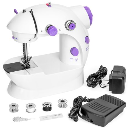 Best Choice Products Portable Speed Adjustable Mini Sewing Machine with Two-Line Design, Pedal & Push Button Switch, (Best Commercial Embroidery Machine)