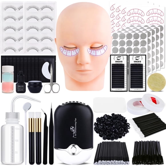 Kit de extensión de pestañas VISCOO para principiantes con cabeza de maniquí