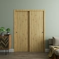 thumbnail image 2 of Sliding Closet Bypass Doors 48 x 96 in - LUNO 1003 Caramel Oak - Rails Hardware Set - Wood Solid Bedroom Wardrobe Doors, 2 of 5