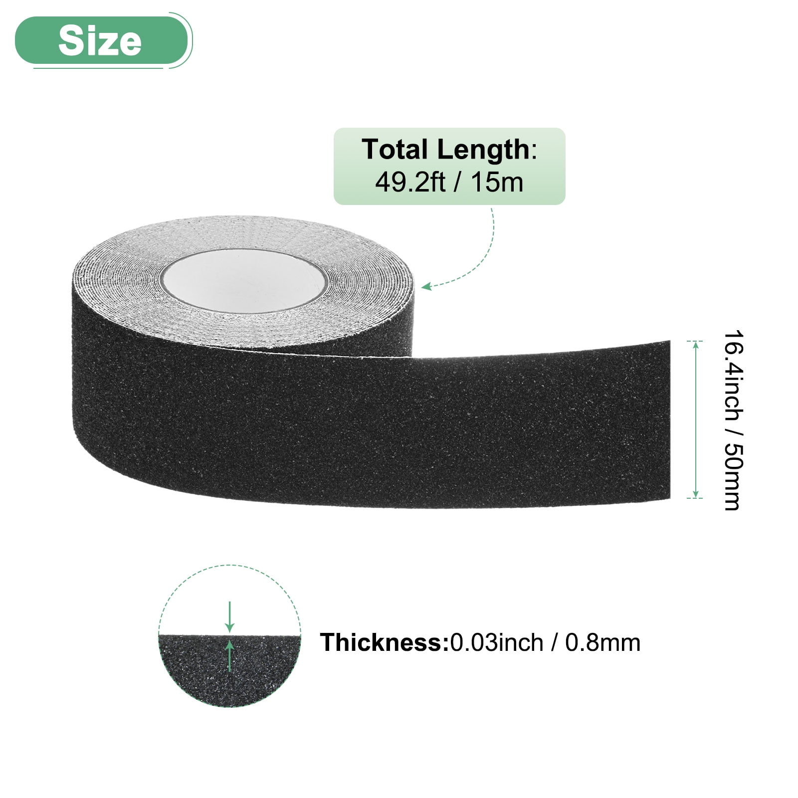1-Pack Grip Tape, 2Inch x 49.2ft/50mm x 15m Friction Tape for Stair/Indoor/Outdoor Floor Tape [Black]