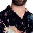 thumbnail image 5 of Starry Unicorn Men's Hawaiian Poplin Casual Printed Button Down Short Summer Beach Shirts, Unisex, 5 of 6