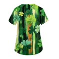 thumbnail image 3 of Print Scrub Tops Women Irish Shamrock Printed V Neck Breathable T-Shirts Short Sleeve Professionals Soft Stretch St. Patrick's Day Workwear Shirt with Pockets mint green Large, 3 of 4