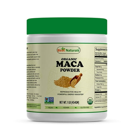 Best Naturals Certified Organic Maca Root Powder 1 lb (454 Gram), Non-GMO Project Verified & USDA Certified (Maca Root Best Brand)