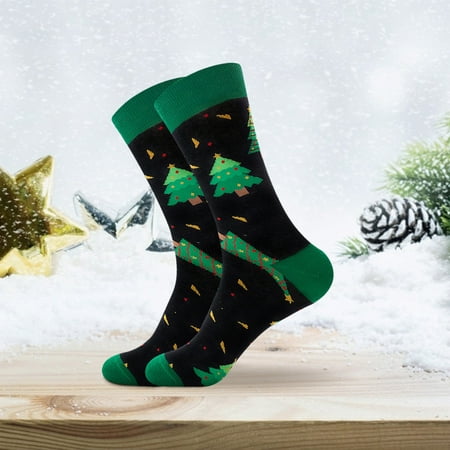 

5 pair Men s Autumn And Winter Socks Santa Claus Snowflake Men s Middle Tube Socks Damp Cotton Socks Color Random
