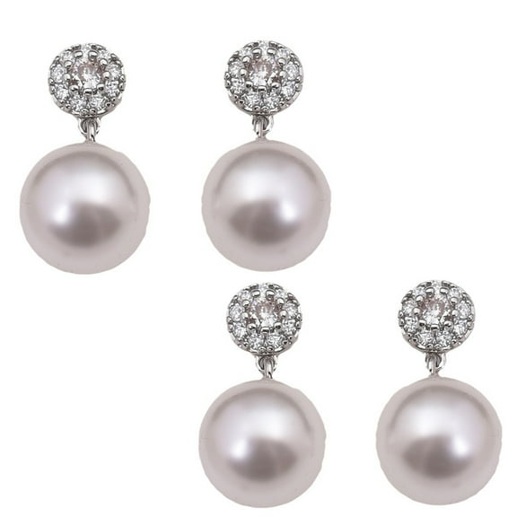 Fashion Pearl Earrings Set for Women - Elegant and Stylish Pearl Jewelry 2 Pairs