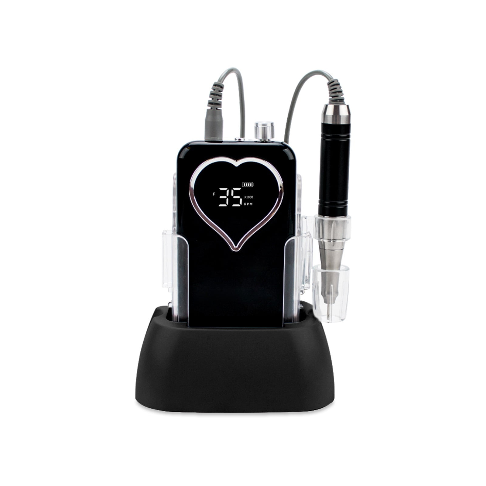 Heart Desktop Cordless Base Electric Nail Drill Machine 35000rpm Drill Set For Manicure Pedicure Rechargeable Battery Wireless ,Low Noise