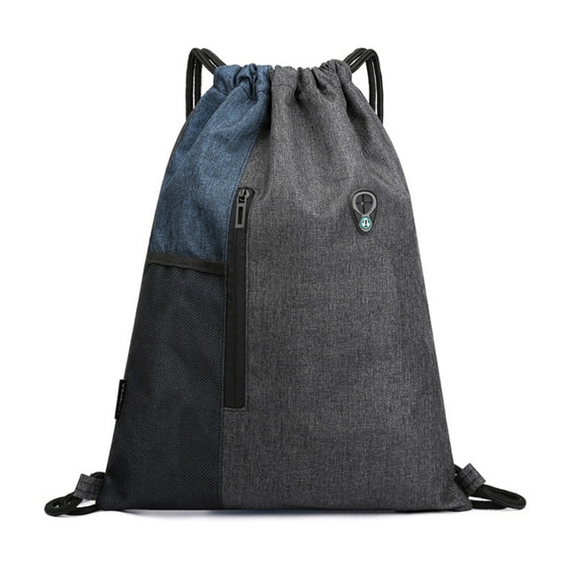 Oubit Drawstring Backpack Sports Gym Bag with Headphone Hole Zipper and Mesh Pocket for Women Men