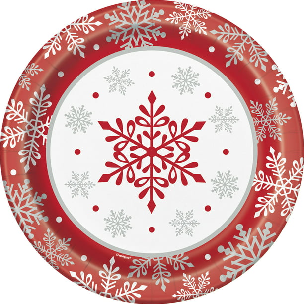Snowflakes Holiday Paper Party Plates, 9in, 60ct - Walmart.com ...