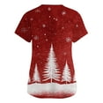 thumbnail image 5 of Garbnen Christmas Womens Scrub Tops Stretchy V Neck Short Sleeve Workout Tops Holiday Print Nurse Working Uniforms with Pockets S-5XL, 5 of 5