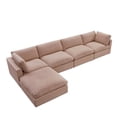 thumbnail image 5 of Kaelynn Sofa Pink Linen Upholstered 4 Seat and Ottoman, 5 of 8