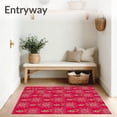 thumbnail image 3 of ODIKA 3'x5' Machine Washable Non-Slip Area Rug, Whimsical Peppermint Cane Interlocking Starburst Celebration High Traffic Rug with Pad, Red, 647856, 3 of 8