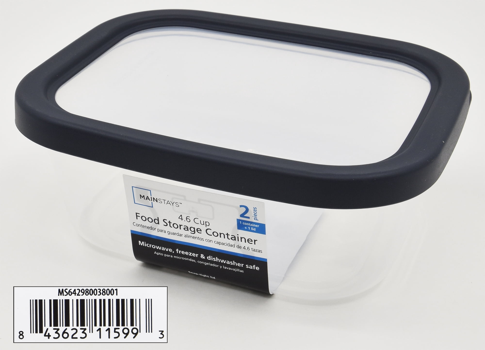 (4 pack) Mainstays Gray Plastic Durable Food Storage Containers (2 Count)