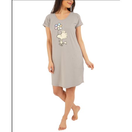 

Munki Munki Peanuts Woodstock Sleep Shirt Nightgown – Gray X-Large