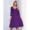 thumbnail image 4 of Zeagoo 3/4 Sleeve Women's Dress Pleated Midi Dresses Floral T Shirt Dress with Pockets Casual Flowy A-Line Dresses, 4 of 6