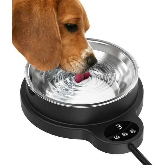 Heated Water Bowl for Dog & Cat, 3 Temperature Settings & 12H Timer, Outdoor Heated Pet Bowl with BPA-Free and 50oz Removable Stainless Steel Bowl, Anti-Chew Cord, for Chickens, Ducks, Birds