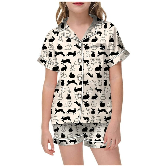 TSADFHJI New Born Clothes Baby Girl Sleepers Children's Easter Diy Hand Painted Home Outfit Set with Colorful Pajamas Girls Can Play and Wear It Daily 6-7 Years Beige