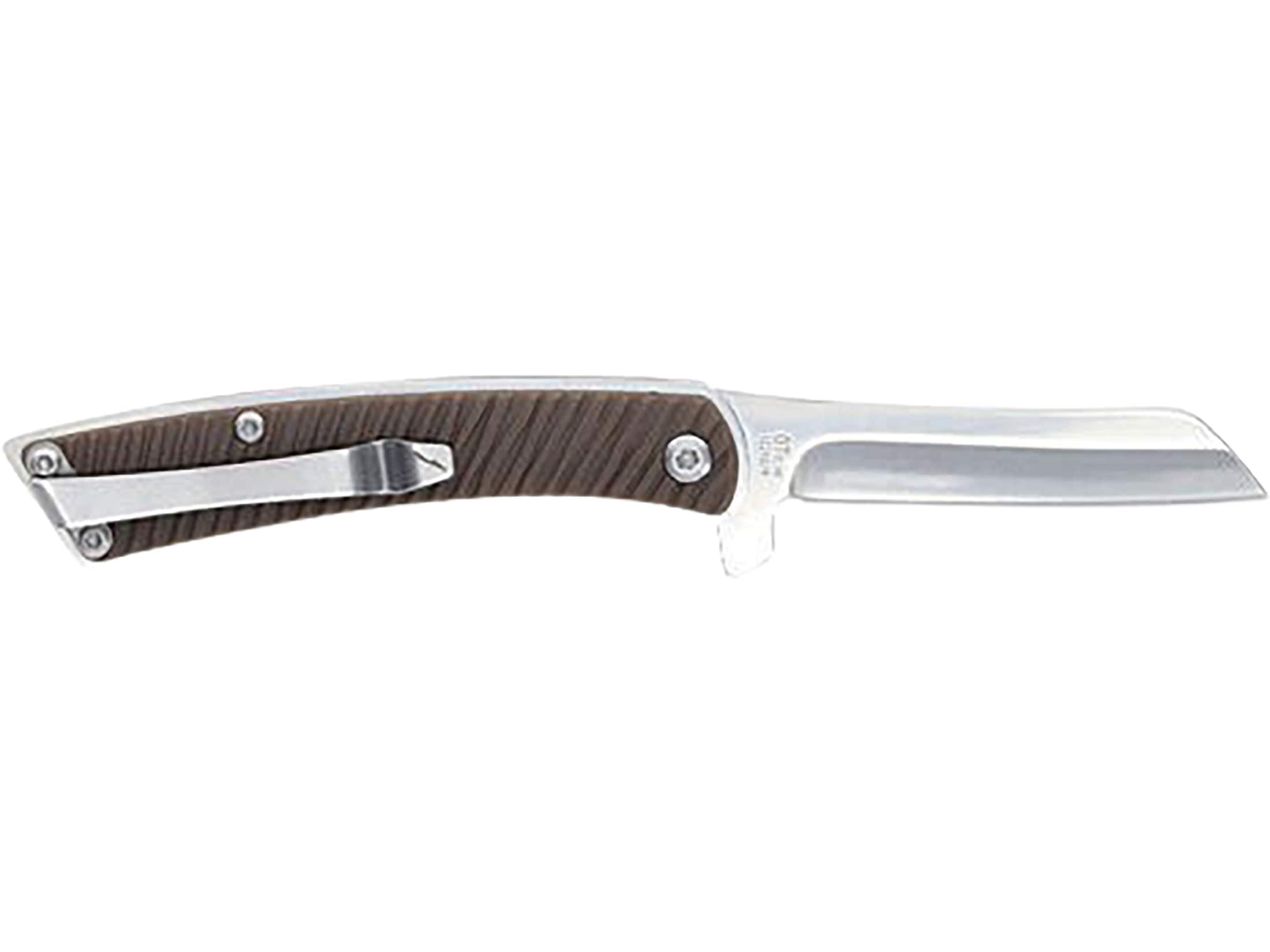 Old Timer OT Slim Pocket Knife 2.6" Cleaver 7Cr13 Satin Blade Polymer Handle Brown