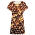 thumbnail image 3 of Honeycomb Print Women's Dress Short Sleeve Summer Sundress Summer Women Clothes, 3 of 7