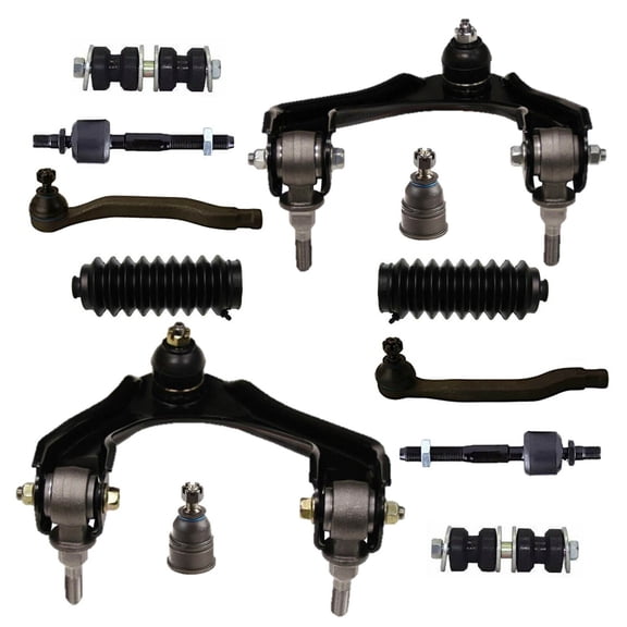 Front Complete Suspension 12 Pc Kit Upper Control Arms & Ball Joints Assembly Bellow Boots Tie Rod Linkages Lower Ball Joints Sway Bar Links Fits select: 1990-1993 HONDA ACCORD