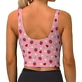 thumbnail image 3 of Xecao Strawberry and Ladybugs for Sports Bra with Removable Pads, Crop Tank Top Design, Women's Longline Sports Bra - Non-Wired - X-Large, 3 of 9