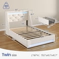 thumbnail image 2 of Greenstell Smart Charging Storage Bed Frame - 900lbs Capacity Noise-Free, Twin, Off White, 2 of 7