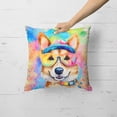 thumbnail image 4 of Corgi Hippie Dawg Fabric Decorative Pillow 18 in x 18 in, 4 of 5