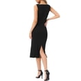 thumbnail image 3 of INSPIRE CHIC Ribbed Dress for Womens Boat Neck Sleeveless Fitted Bodycon Midi Dresses XS Black, 3 of 6