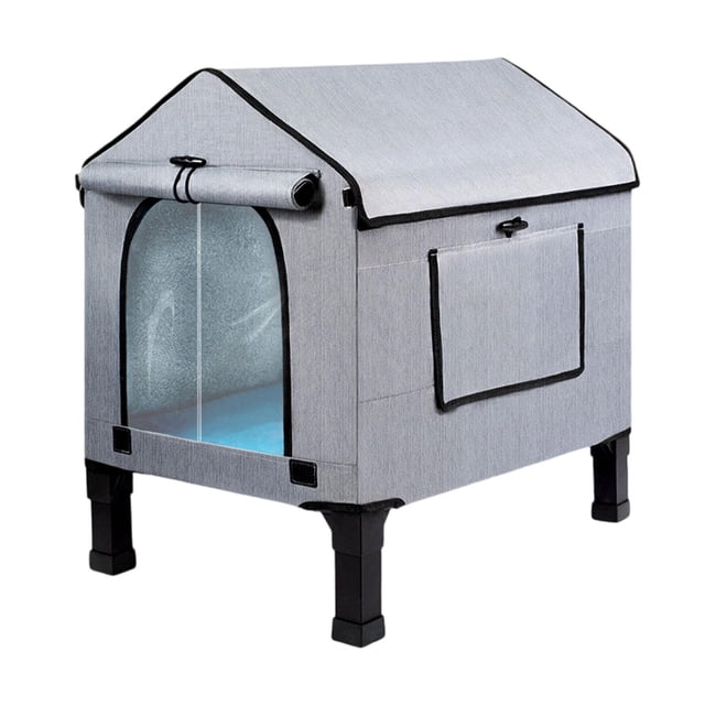 Casa para gatos con calefacción, nido extraíble, refugio cálido para gatos salvajes para parque, exterior y granero gris L
