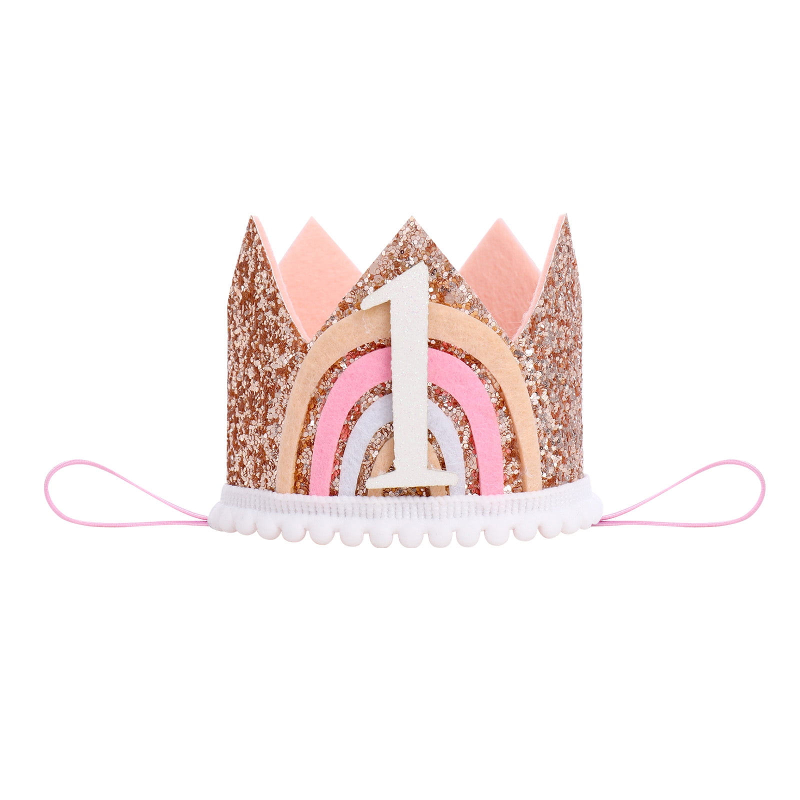 Boho Rainbow 1st Birthday Outfit for Baby Girl One Year Old Party Cake Smash Photo Shooting Cotton Short Sleeve Romper Princess Tutu Tulle Skirt Crown Headband 3pcs Set