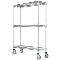 36" Deep x 36" Wide x 60" High 3 Tier Chrome Wire Shelf Truck with 1200 lb Capacity