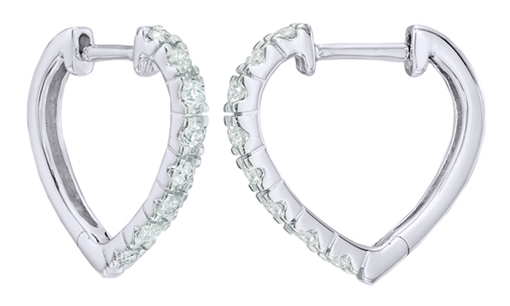 White Natural Diamond Heart Shaped Hoop 