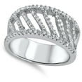 thumbnail image 4 of White CZ Micro Pave Criss Cross Filigree Ring Sterling Silver Band 925 Jewelry Female Size 8, 4 of 4